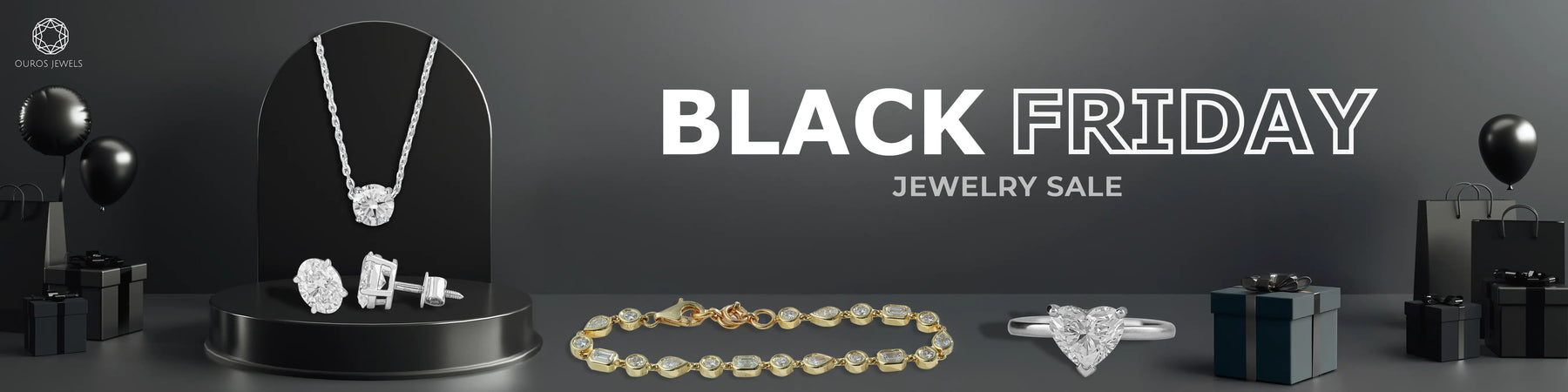 Black Friday Jewelry Sale banner from Ouros Jewels offering 40% OFF