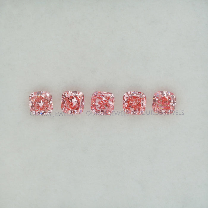 0.25 Carat Each Pink Cushion Cut Lab Grown Diamond