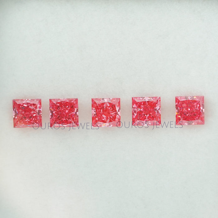 0.52 Carat Each Pink Princess Lab Diamond