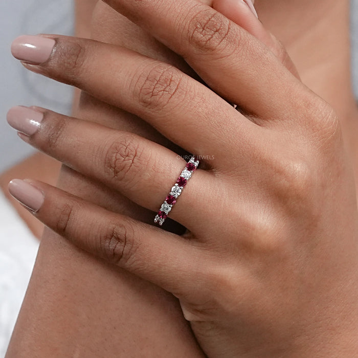 Ruby And Diamond Alternative Wedding Band