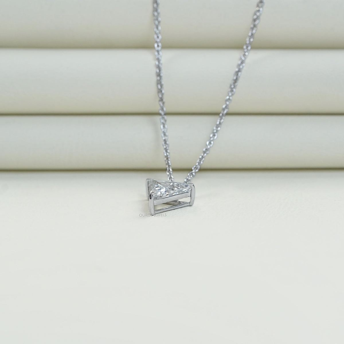 Triangle Cut Lab Diamond Solitaire Pendant Necklaces