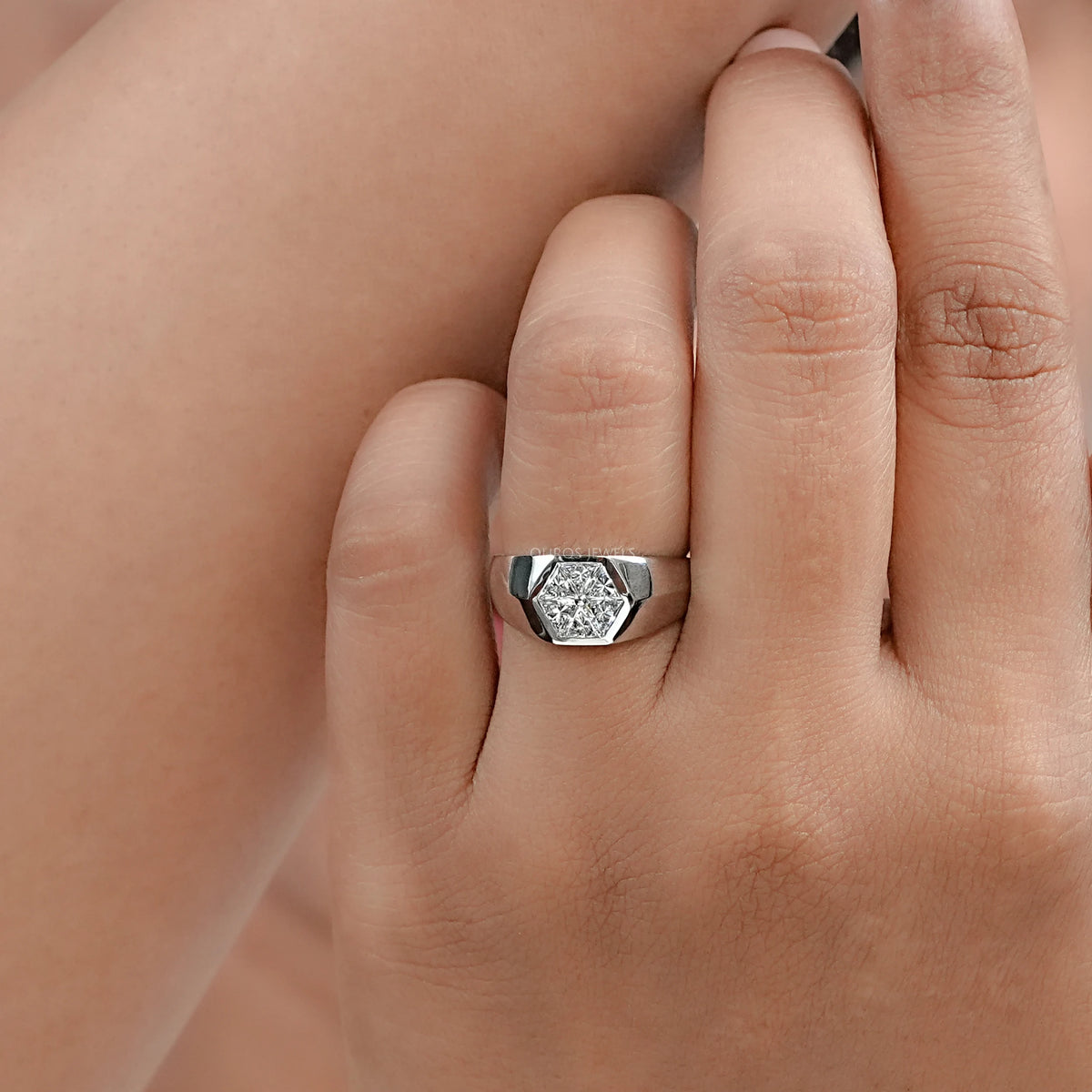 Triangle Lab Diamond Wedding Band