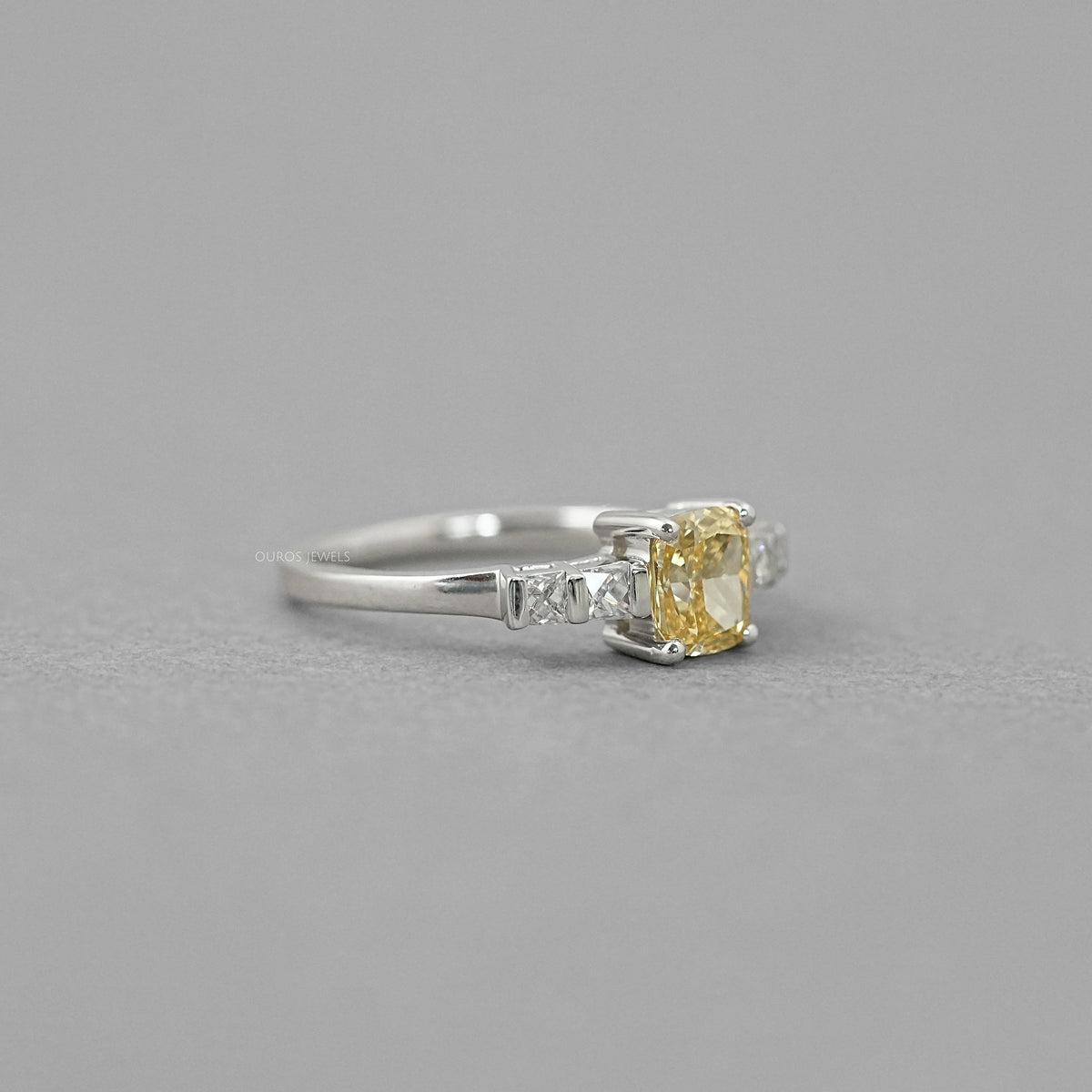 Canary Cushion Cut Lab Diamond Engagement Ring Ring
