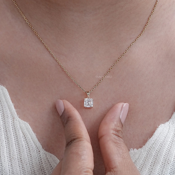 Asscher Lab Diamond Solitaire Pendant