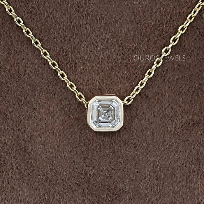 Unique Asscher Cut Diamond Bezel Pendant