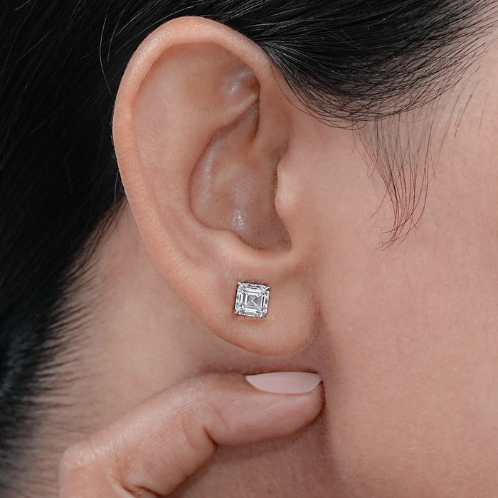 Asscher Cut Lab Grown Diamond Stud Earrings