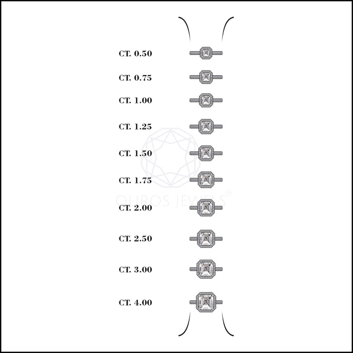 Asscher Cut Lab Diamond Halo Engagement Ring