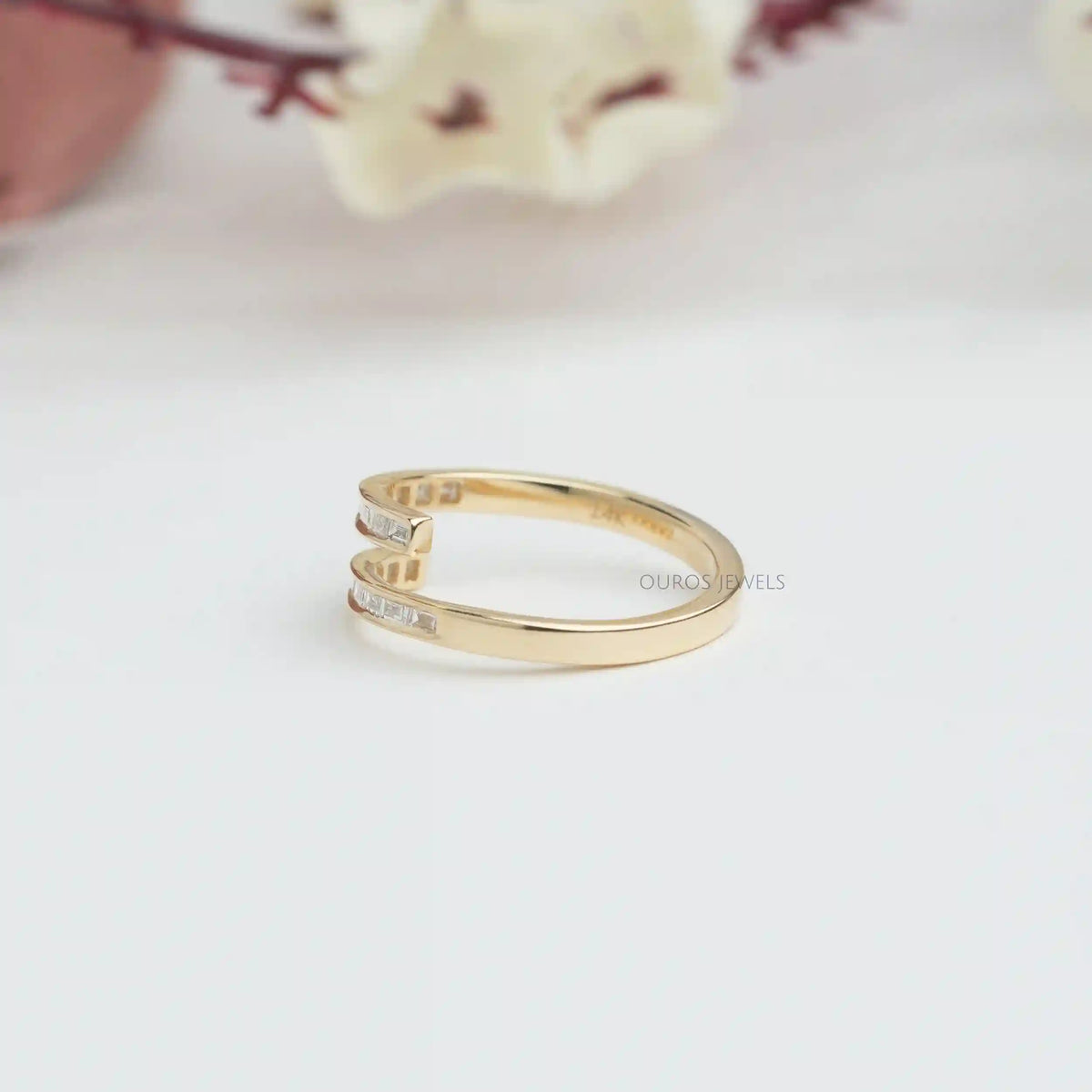 Baguette Cut Lab Diamond Bypass Set Band Rings