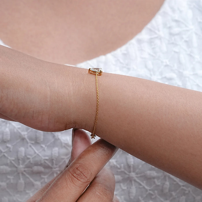 Pear Lab Grown Diamond Chain Bracelet