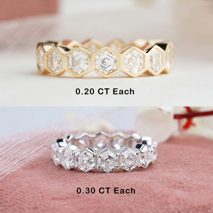 Hexagon Shaped Diamond Full Eternity Wedding Band