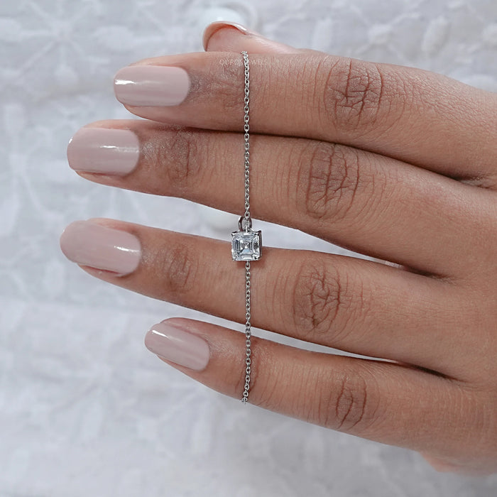 Asscher Cut Lab Grown Solitaire Diamond Bracelet