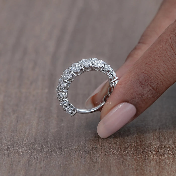 Brilliant Oval Cut Lab Diamond Eternity Wedding Band