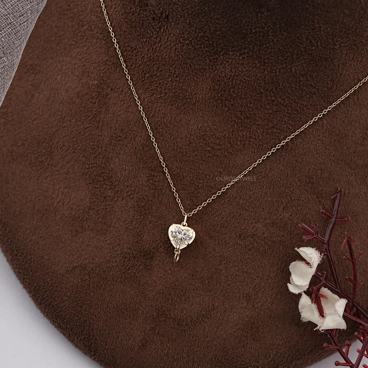 Solitaire Heart Cut Lab Grown Diamond Pendant Necklaces