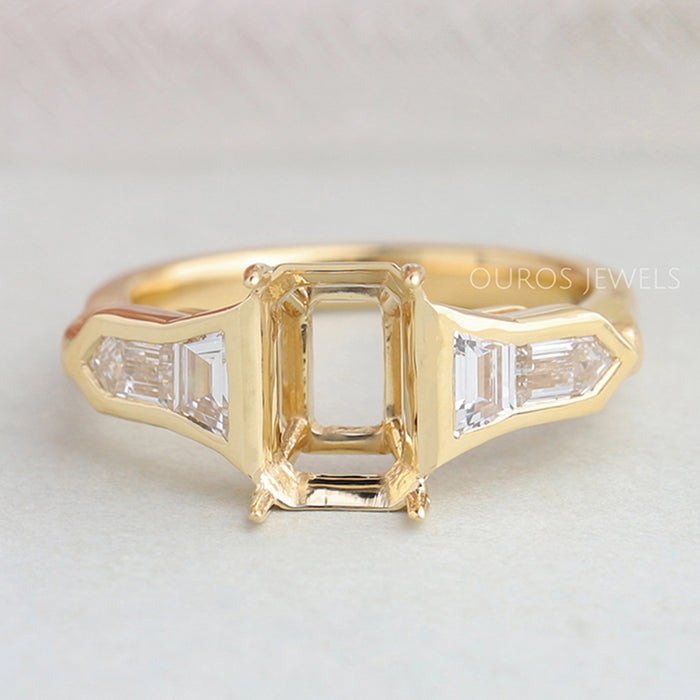 Bullet & Trapezoid Cut Semi Mount Engagement Ring