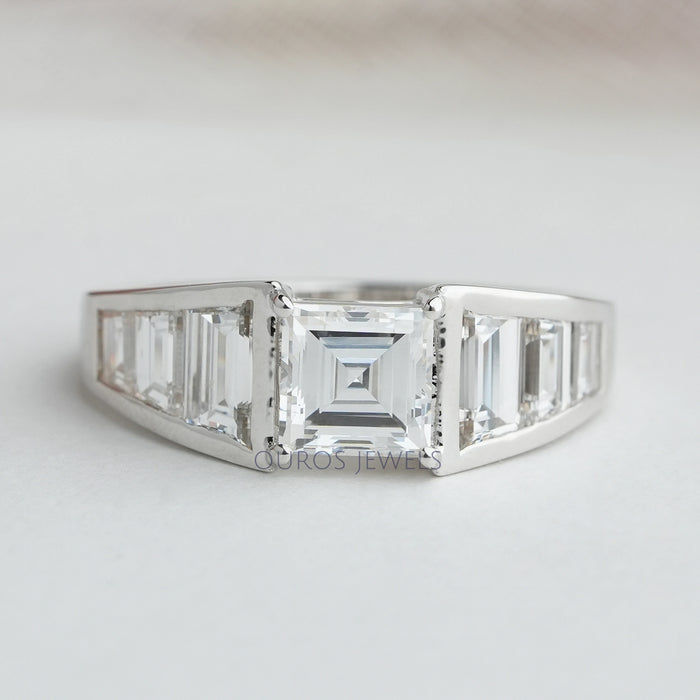 Carre Cut Accent Lab Grown Diamond Ring