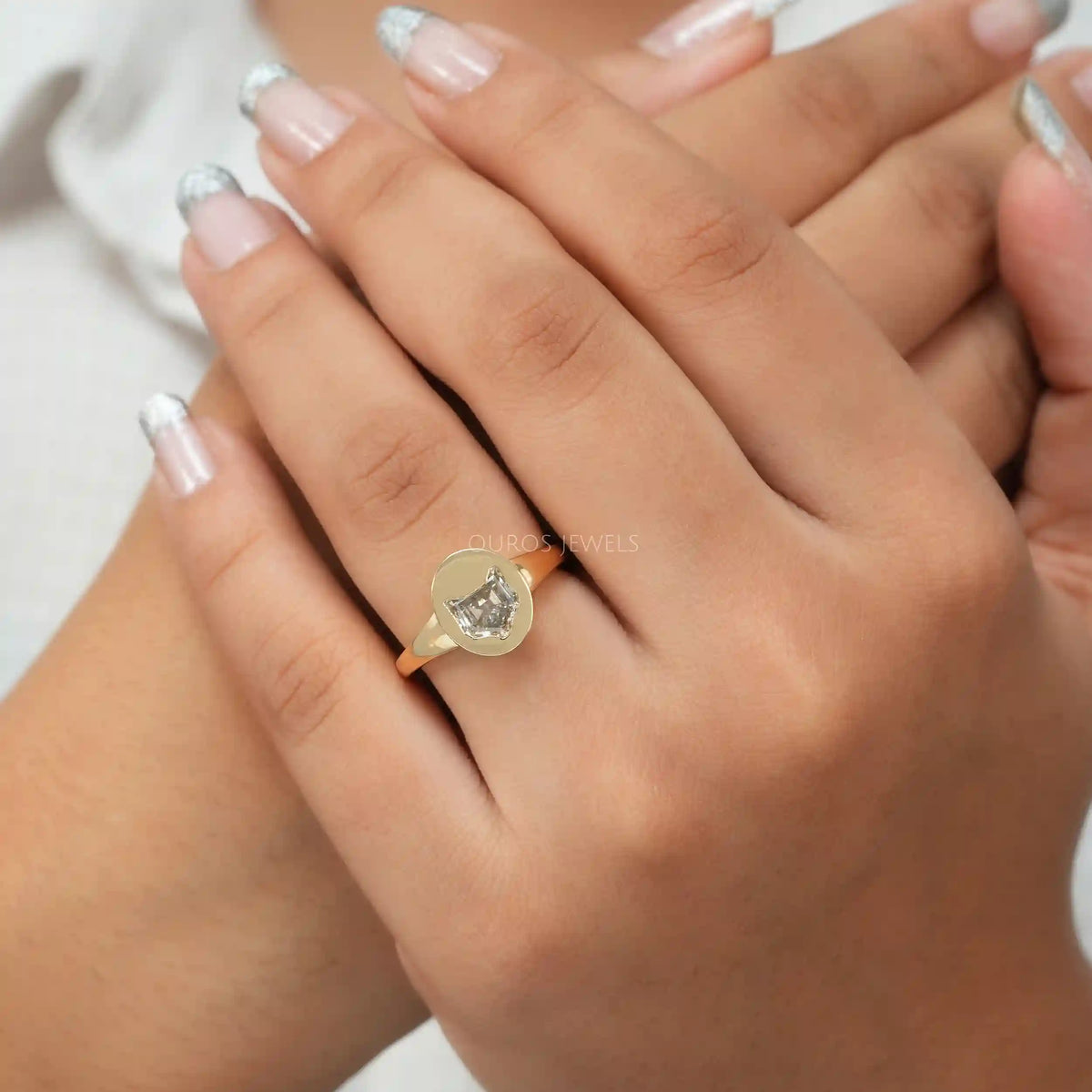 Cat Face Lab Diamond Bezel Set Solitaire Ring