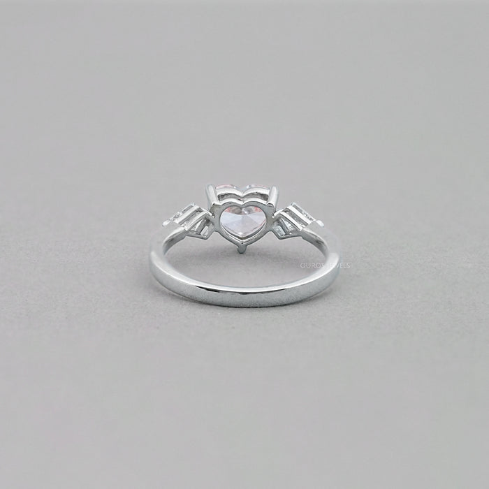 Heart Wedding Ring with Kite Diamond Side Stones