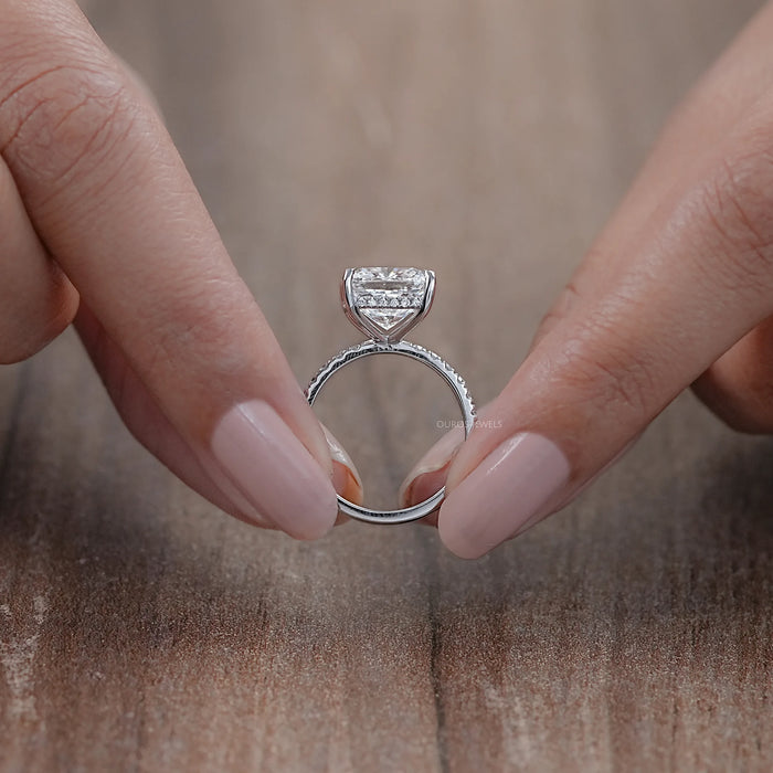 Cushion Lab Diamond Hidden Halo Engagement Ring