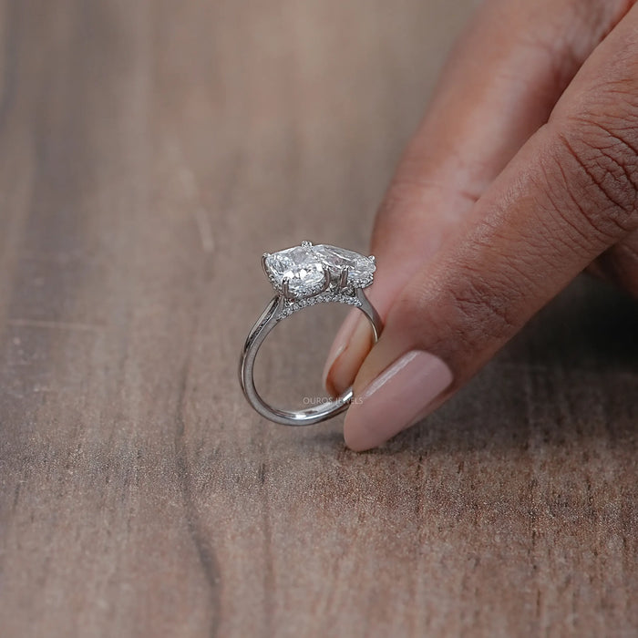 Pear And Cushion Cut Hidden Halo Toi Moi Ring