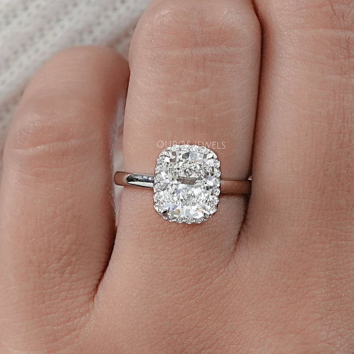 Cushion Cut Halo Lab Grown Diamond Ring