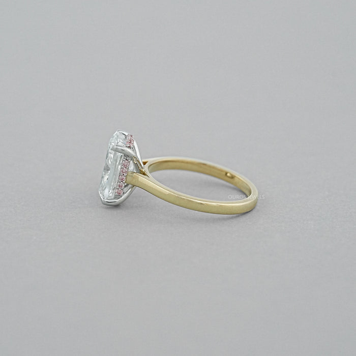 Cushion Lab Diamond Pink Hidden Halo Solitaire Ring