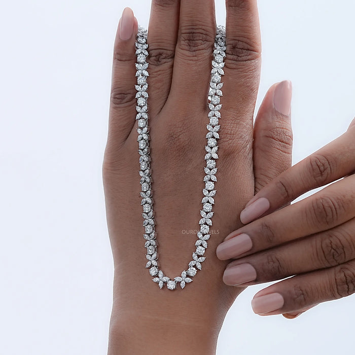 Marquise and Round Diamond Choker Necklace