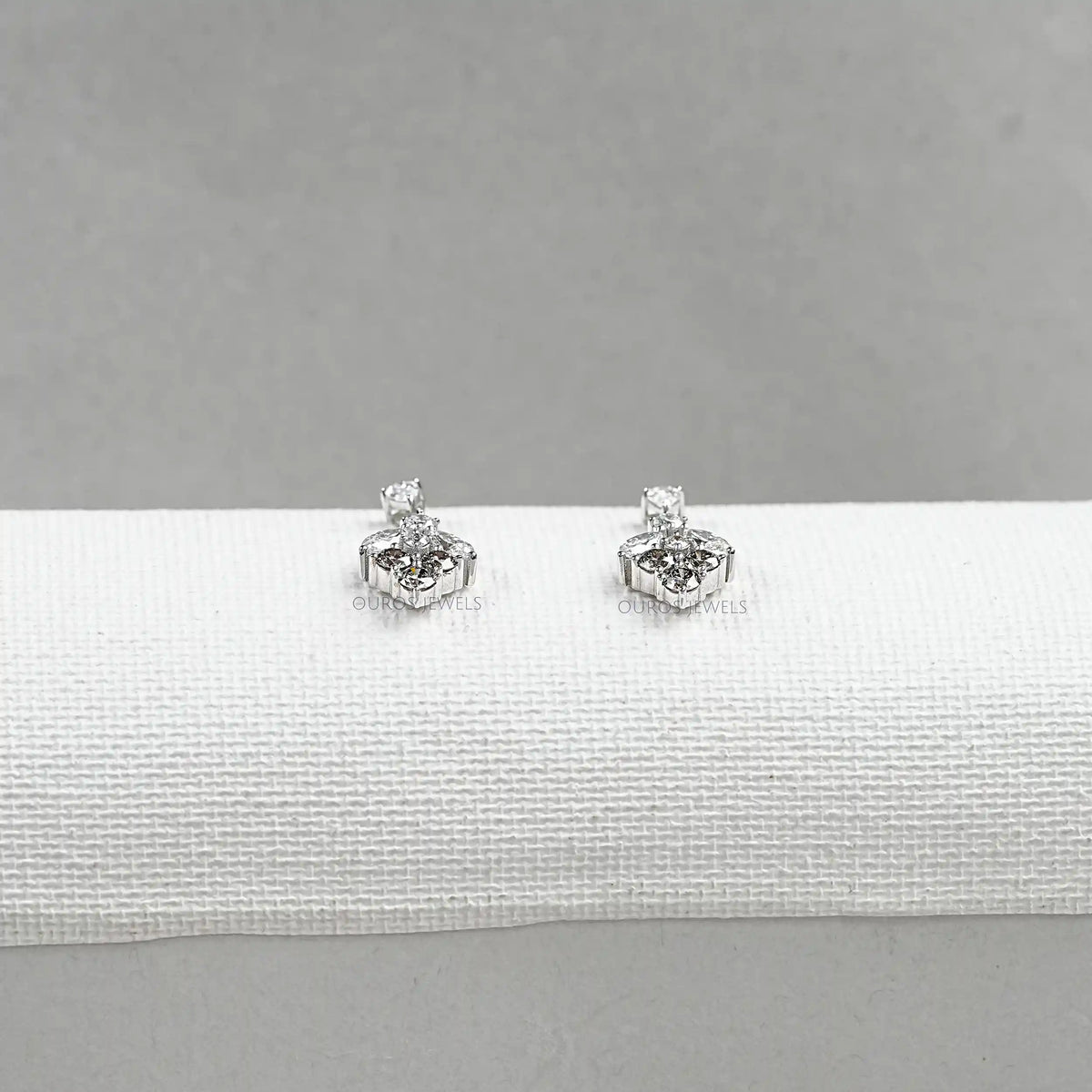 Olive Round Shape Cluster Diamond Earrings Earrings