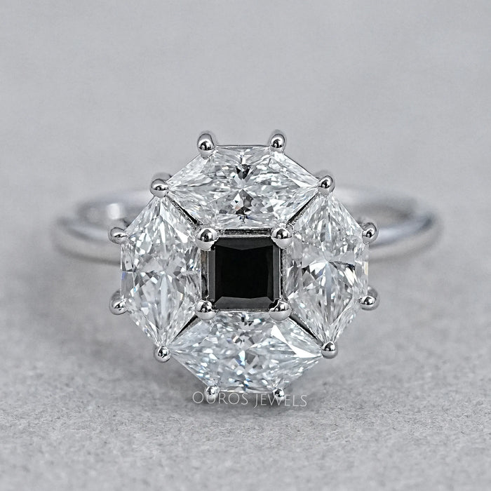 Princess Cut Halo Dutch Marquise Diamond Ring