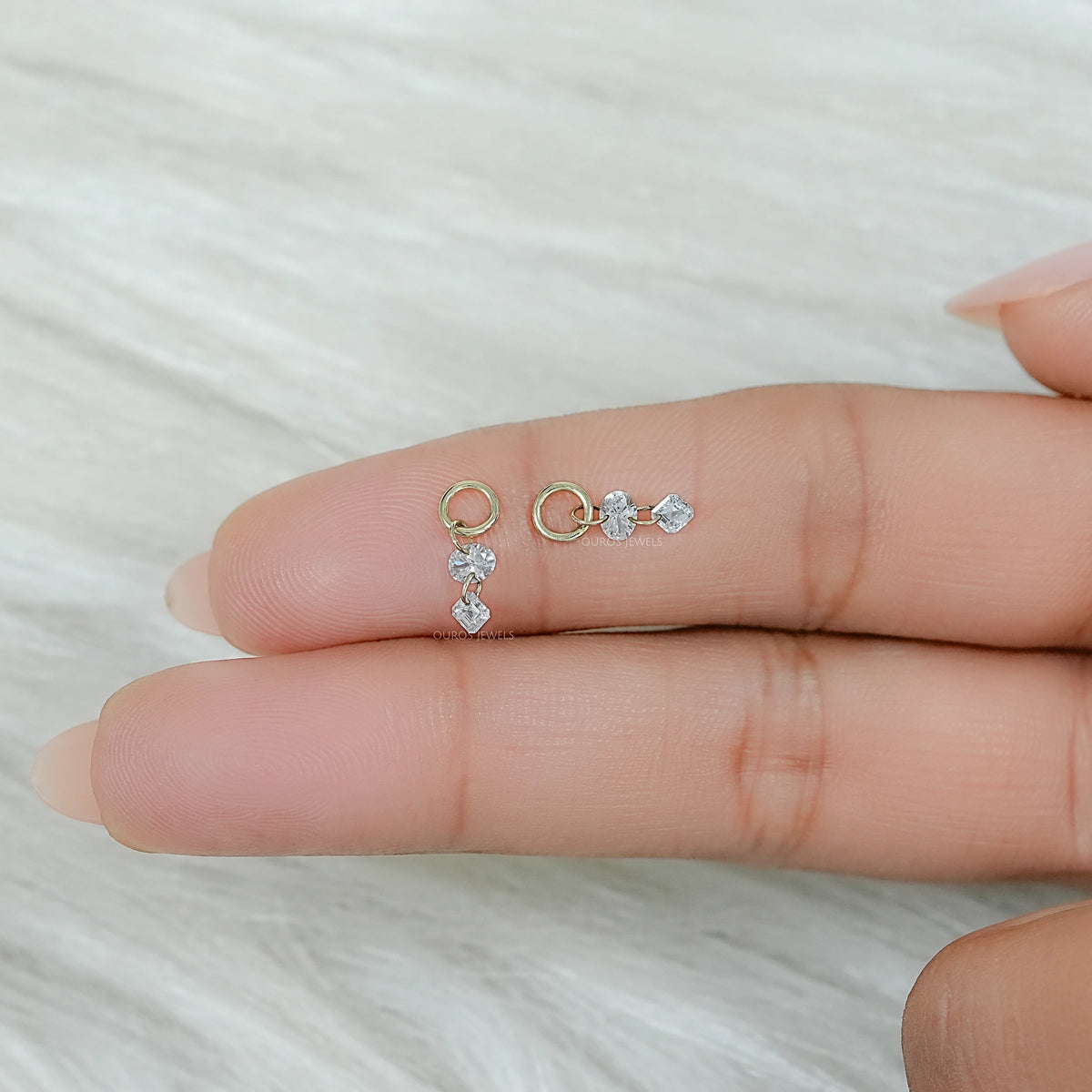 Lab Grown Diamond Drill Charm Earring