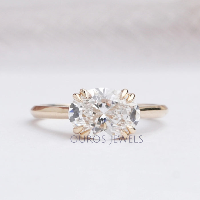 Oval East West Solitaire Ring