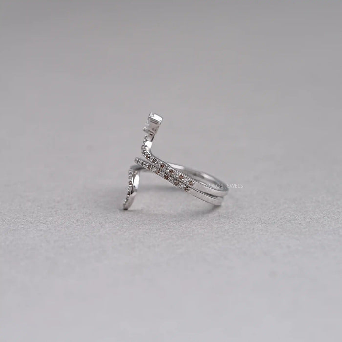 Mulitcolor Round Pave Diamond Snake Ring