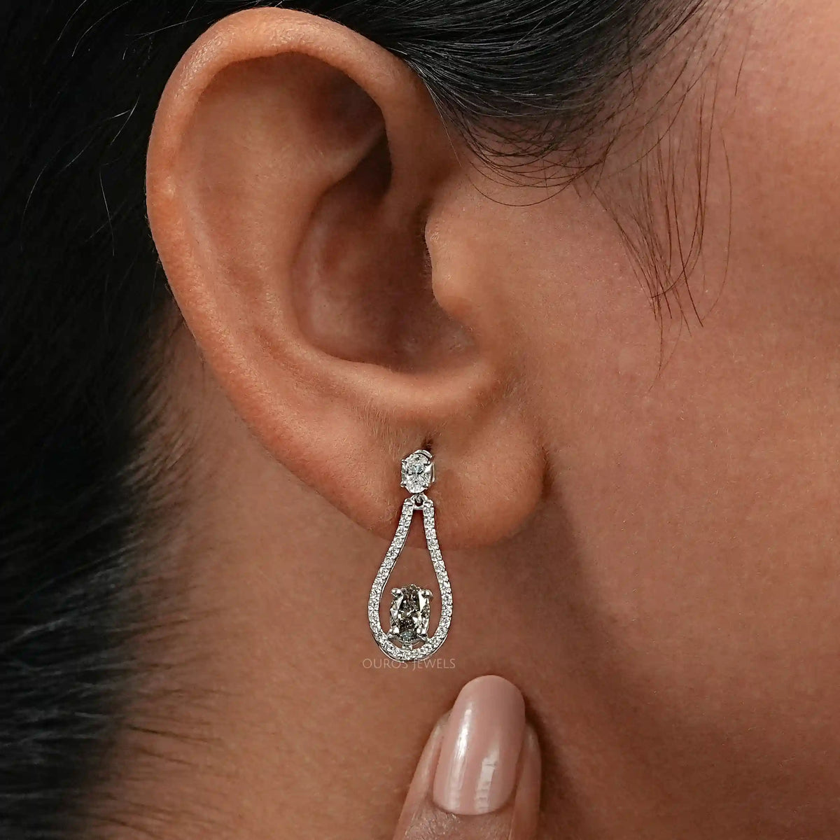 Diamond Layered Teardrop Dangle Earrings Earrings