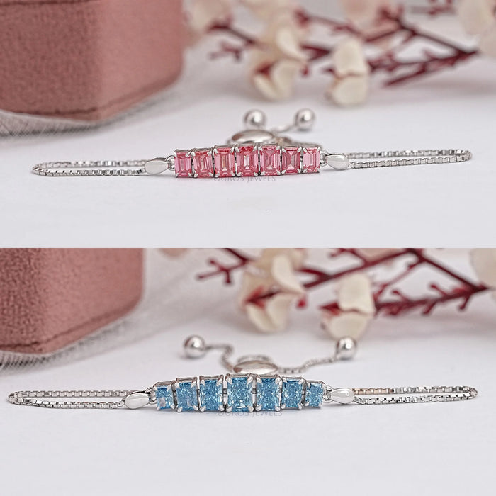 Fancy Color Diamond Bar Chain Bracelet