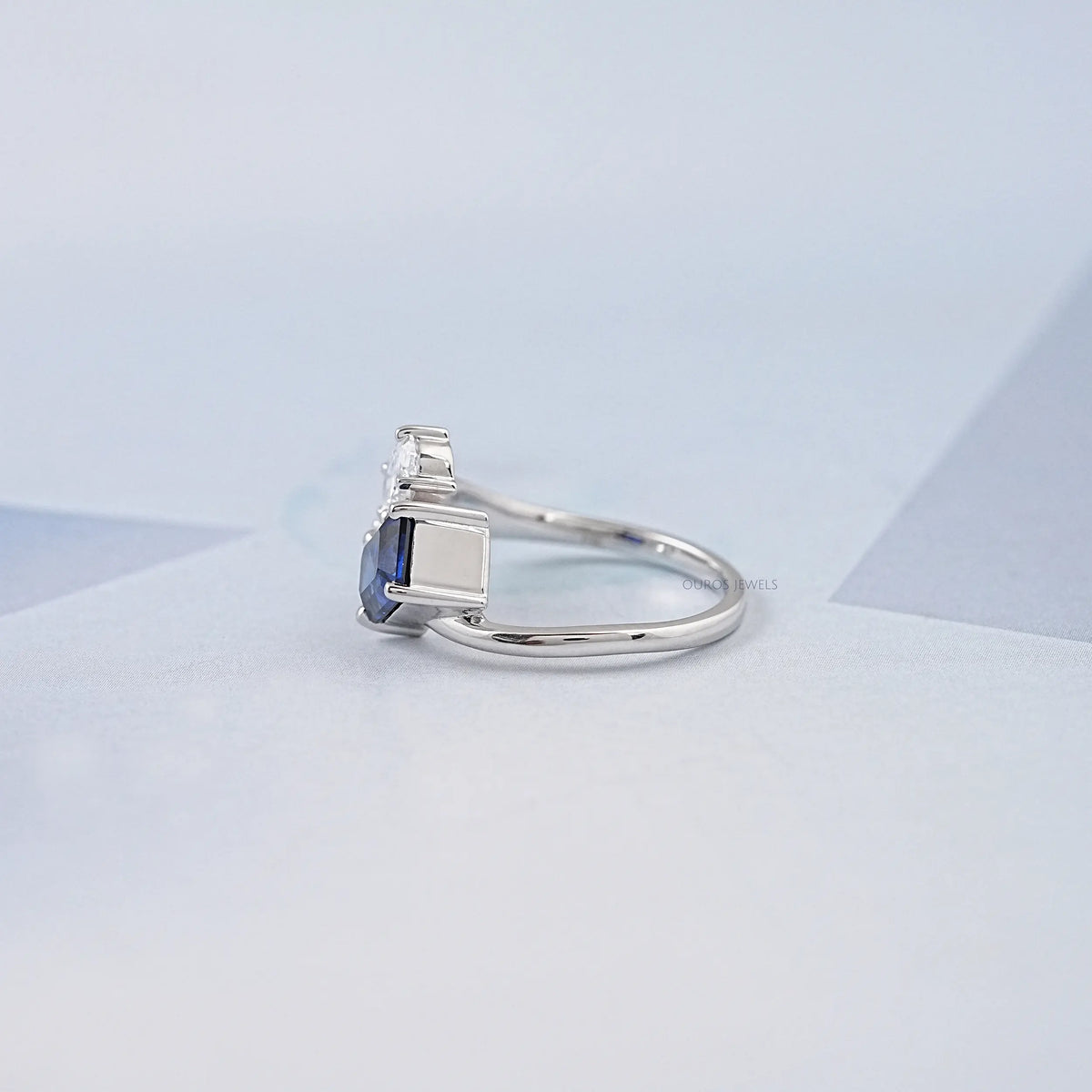 Sapphire Emerald And Oval Cut Split Shank Ring