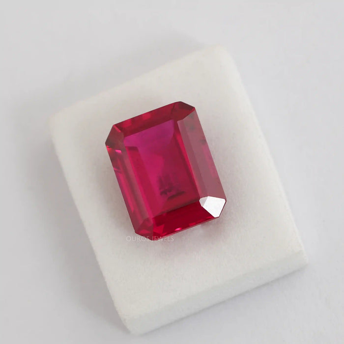 emerald cut red ruby gemstone
