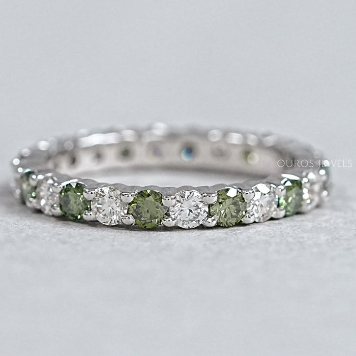 Fancy Color Round Cut Eternity Wedding Band