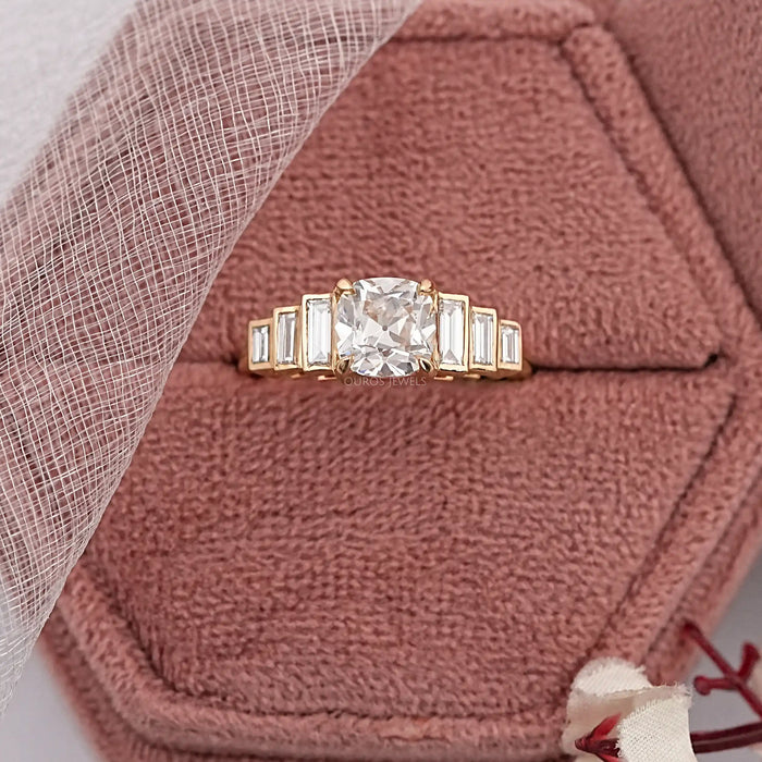 old mine cushion diamond engagement ring