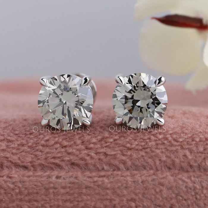 1 Carat Olive Round Diamond Earrings
