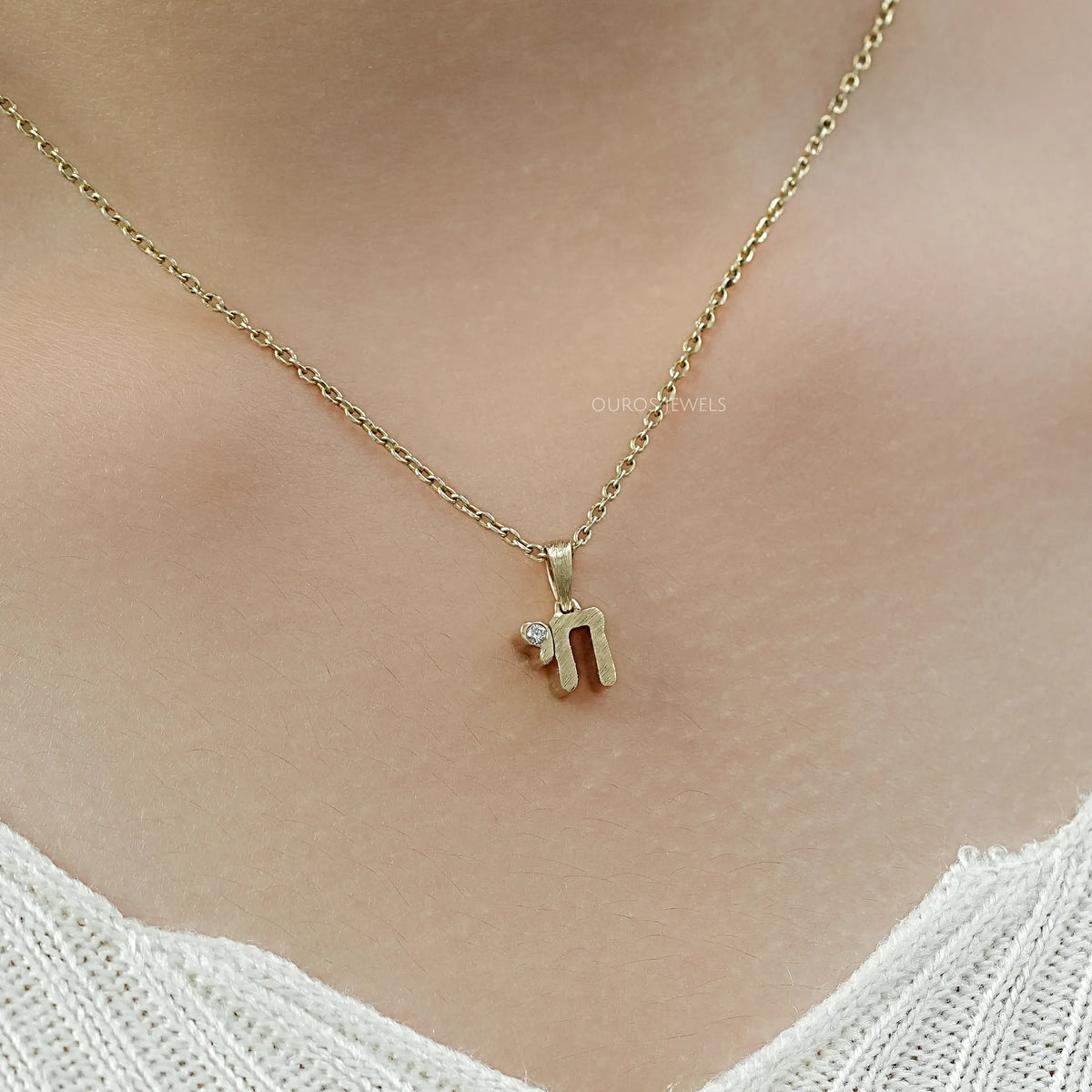 Round Diamond Chai Charm Pendant Necklaces