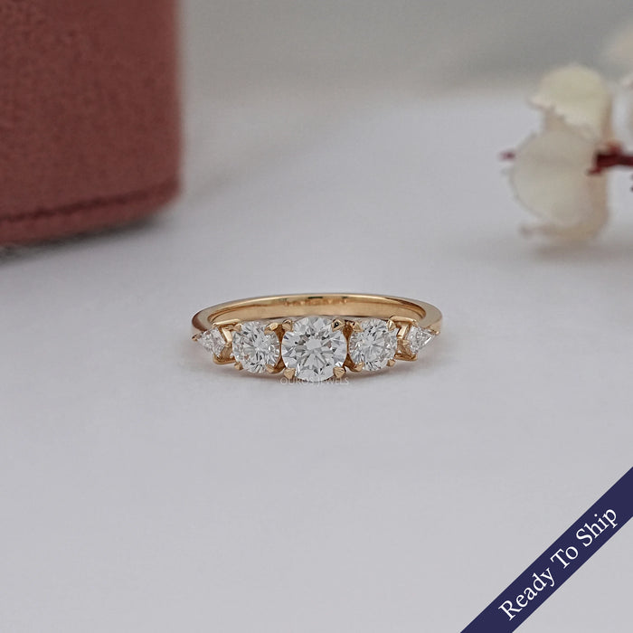 Five Stone Round And Kite Lab Diamond Engagement Ring