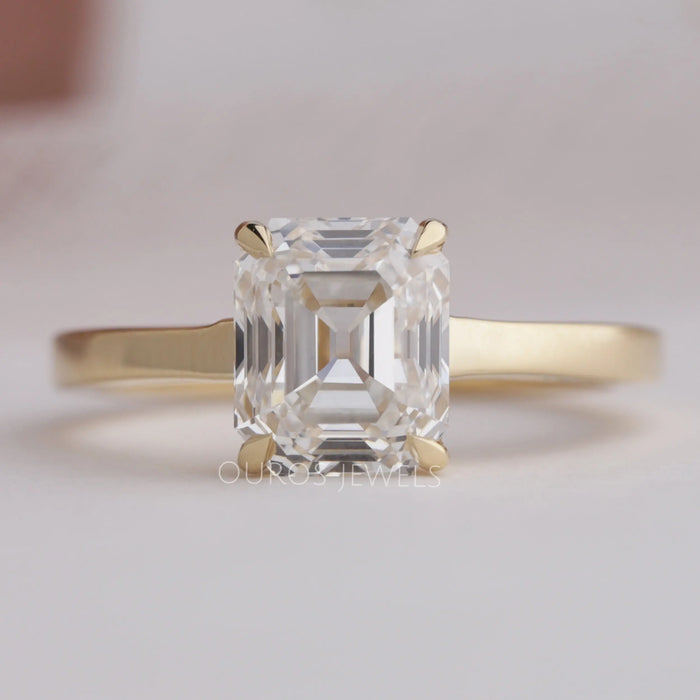 Old Mine Emerald Cut Lab Grown Diamond Solitaire Ring