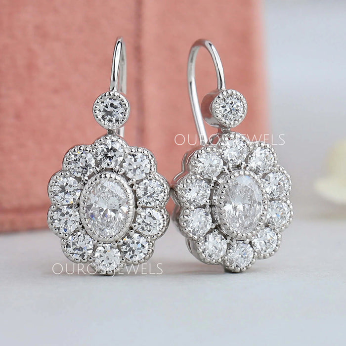 Oval Diamond Drop and Dangle Earrings