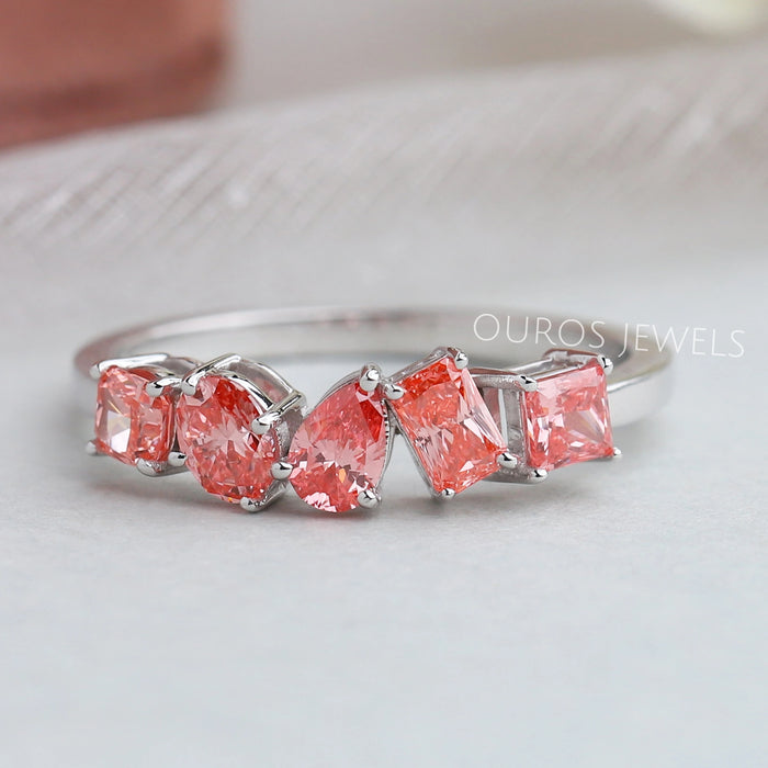 Mixed Shape Pink Lab Grown Diamond Band