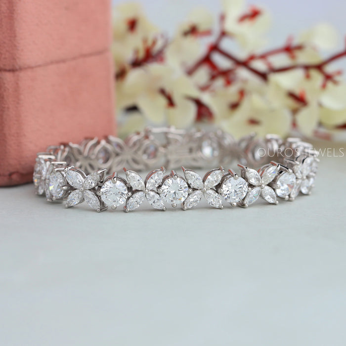 Marquise and Round Lab Diamond Bracelet