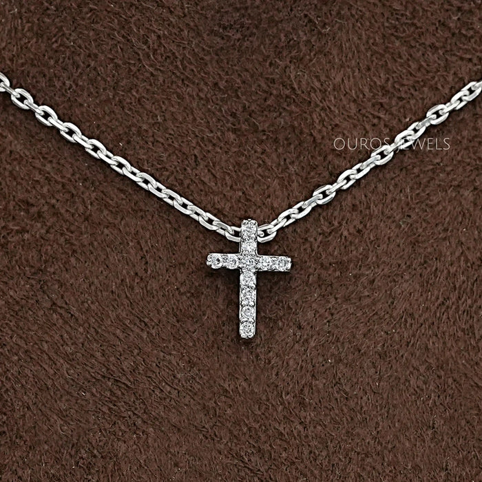 Round Lab Grown Diamond Cross Pendant