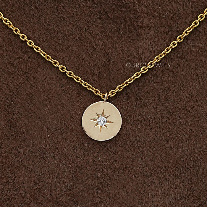 Round Diamond Star Oval Disc Pendant