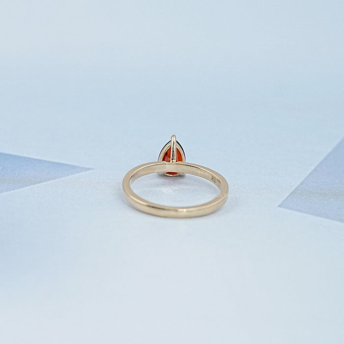 Garnet Pear Gemstone Solitaire Engagement Ring
