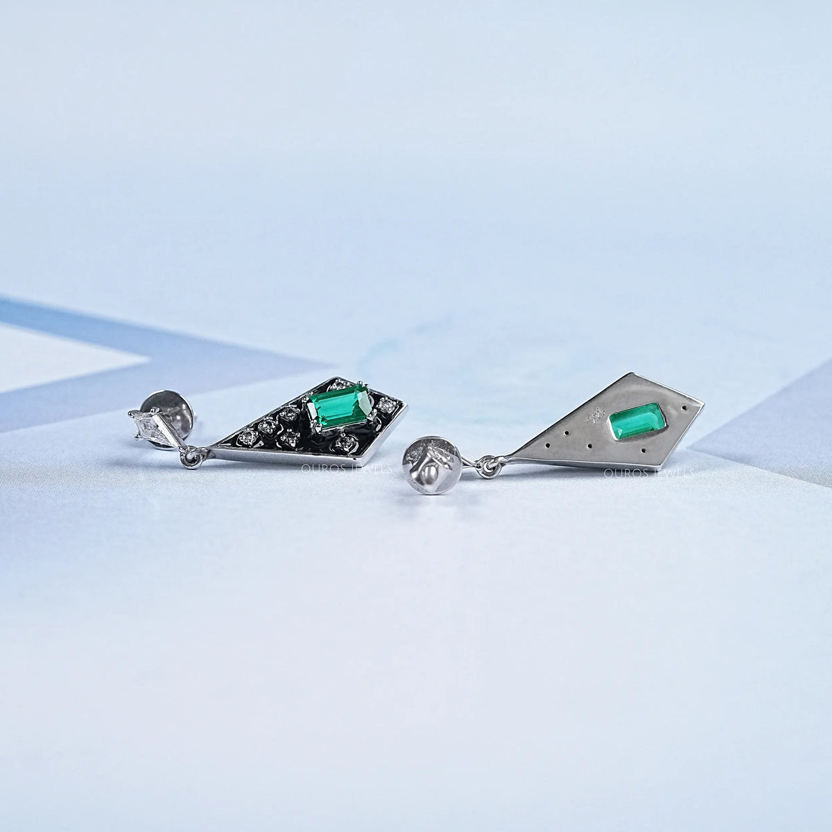 Black Enamel Flush Set Drop Earrings Earring