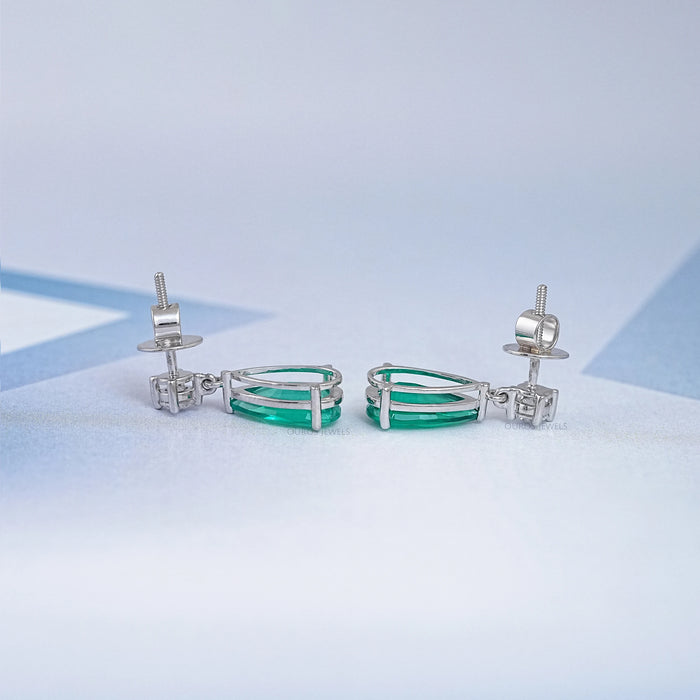 Green Pear Gemstone Drop Earrings