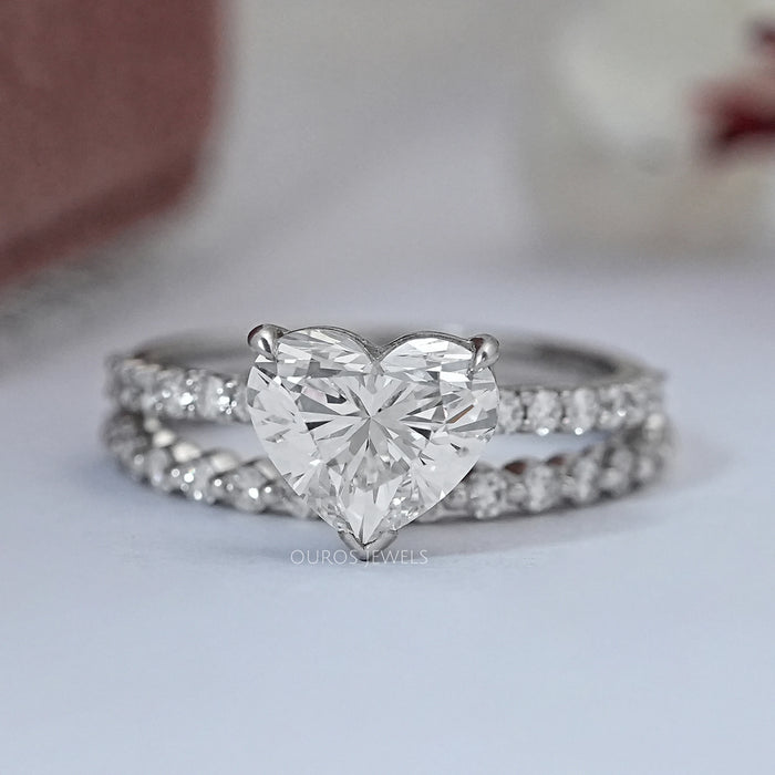 Heart Shaped Diamond Bridal Wedding Set Ring